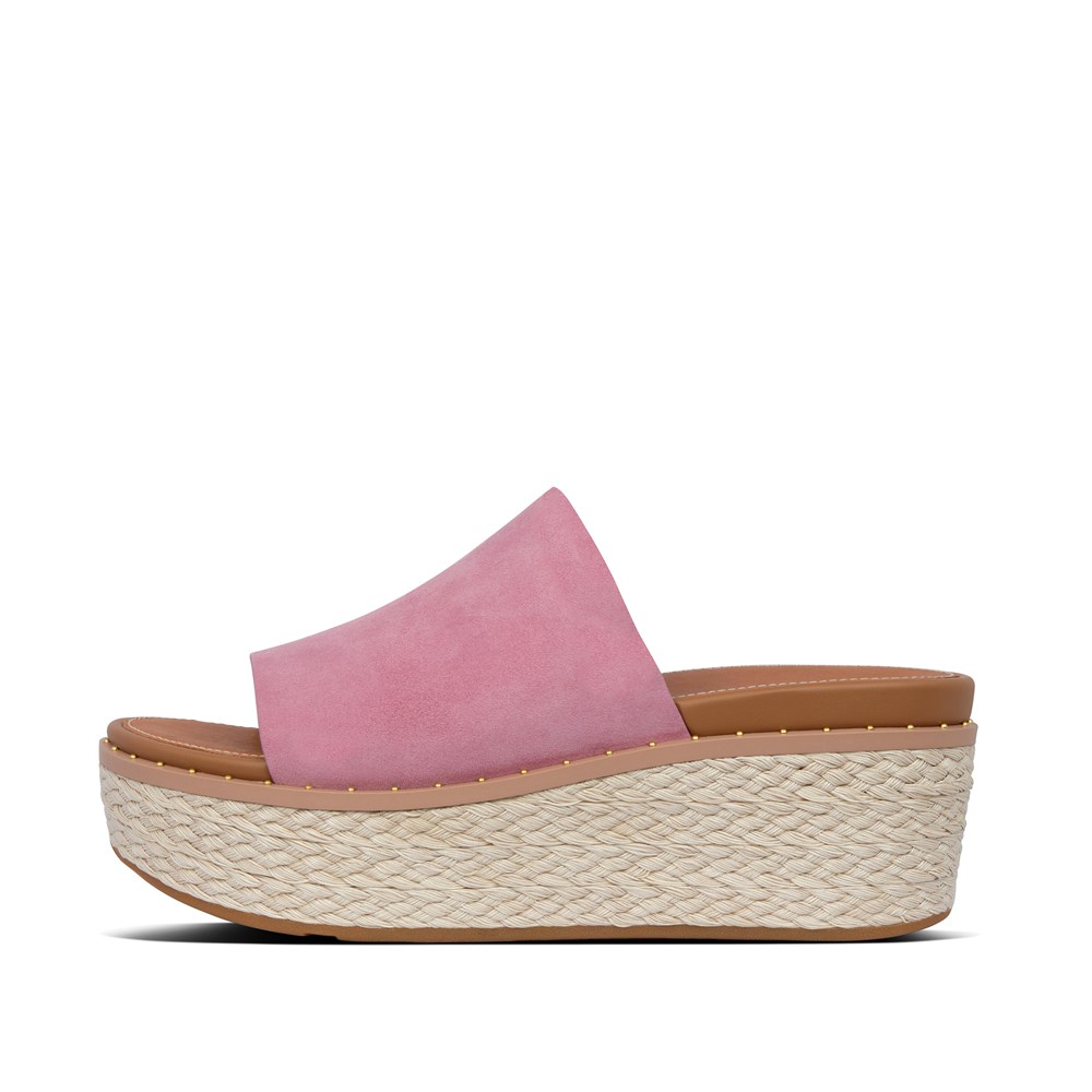 Fitflop Womens Wedge Pink - Eloise Espadrille Suede Slides - WF5281673